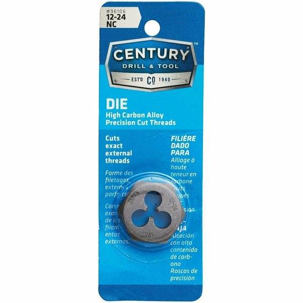 Century Drill Tool Century Drill & Tool 12-24 National Coarse 1 In. Across Flats Fractional Hexagon Die 96106